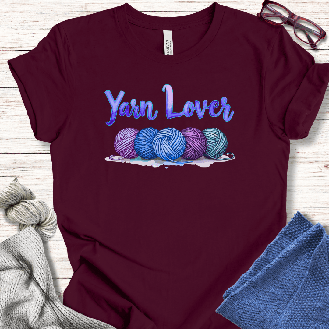 Yarn Lover (blues) T-Shirt Maroon / XS