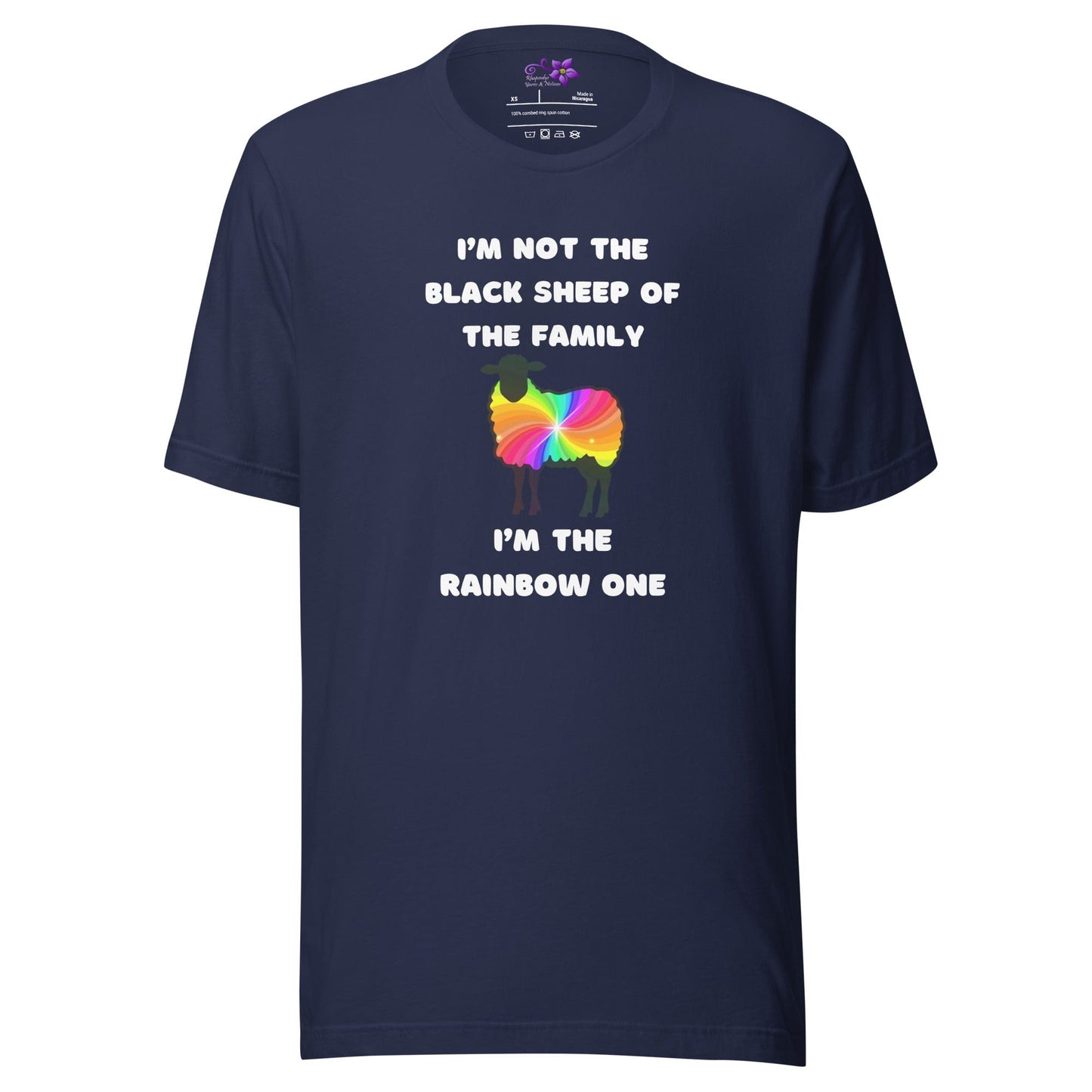 Rainbow Sheep Crew neck T-Shirt Navy / XS