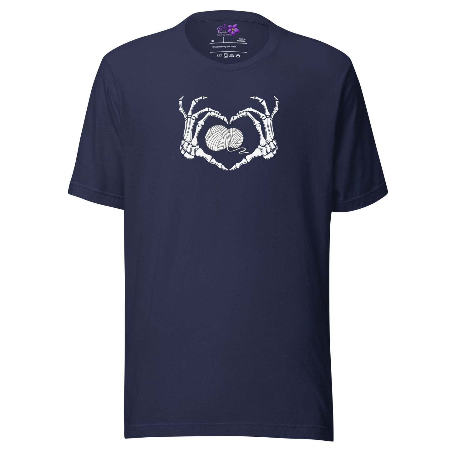 Skeletal Heart Crew Neck T-Shirt Navy / XS