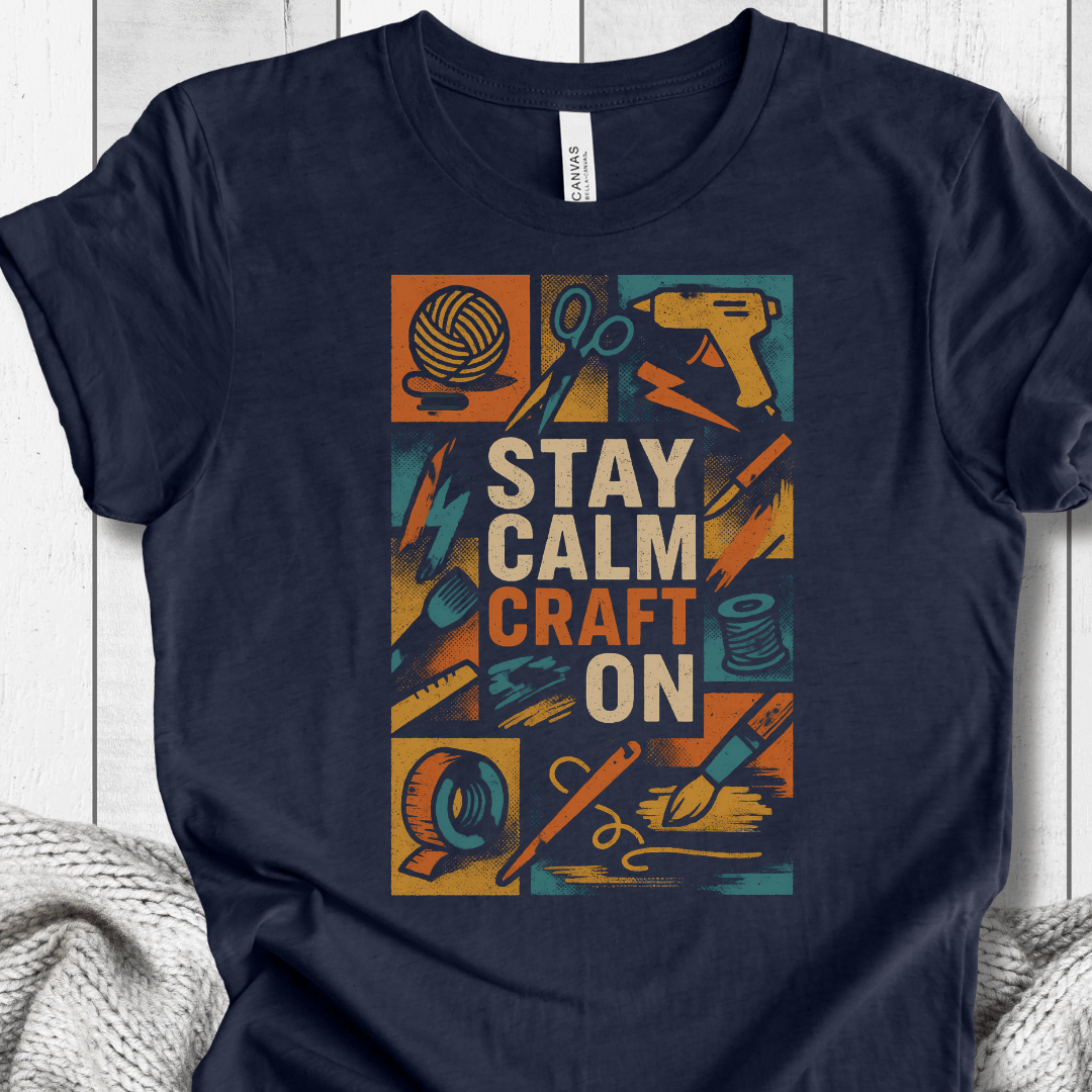 Stay Calm Craft On T-Shirt Navy / XS