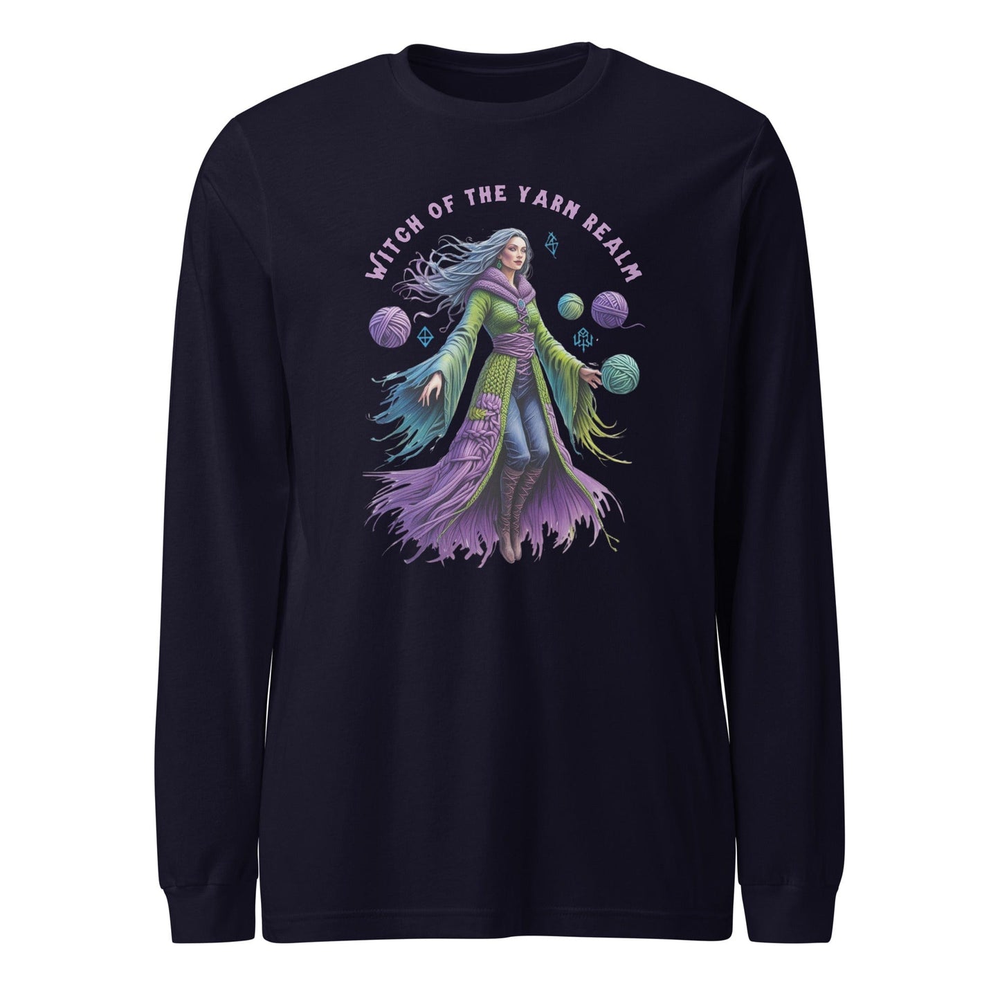 Witch of the Yarn Realm Long Sleeve Tee Navy / XS