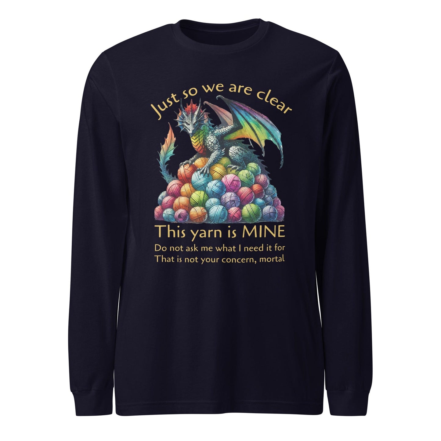 Yarn Dragon with slogan Long Sleeve Tee Navy / XS