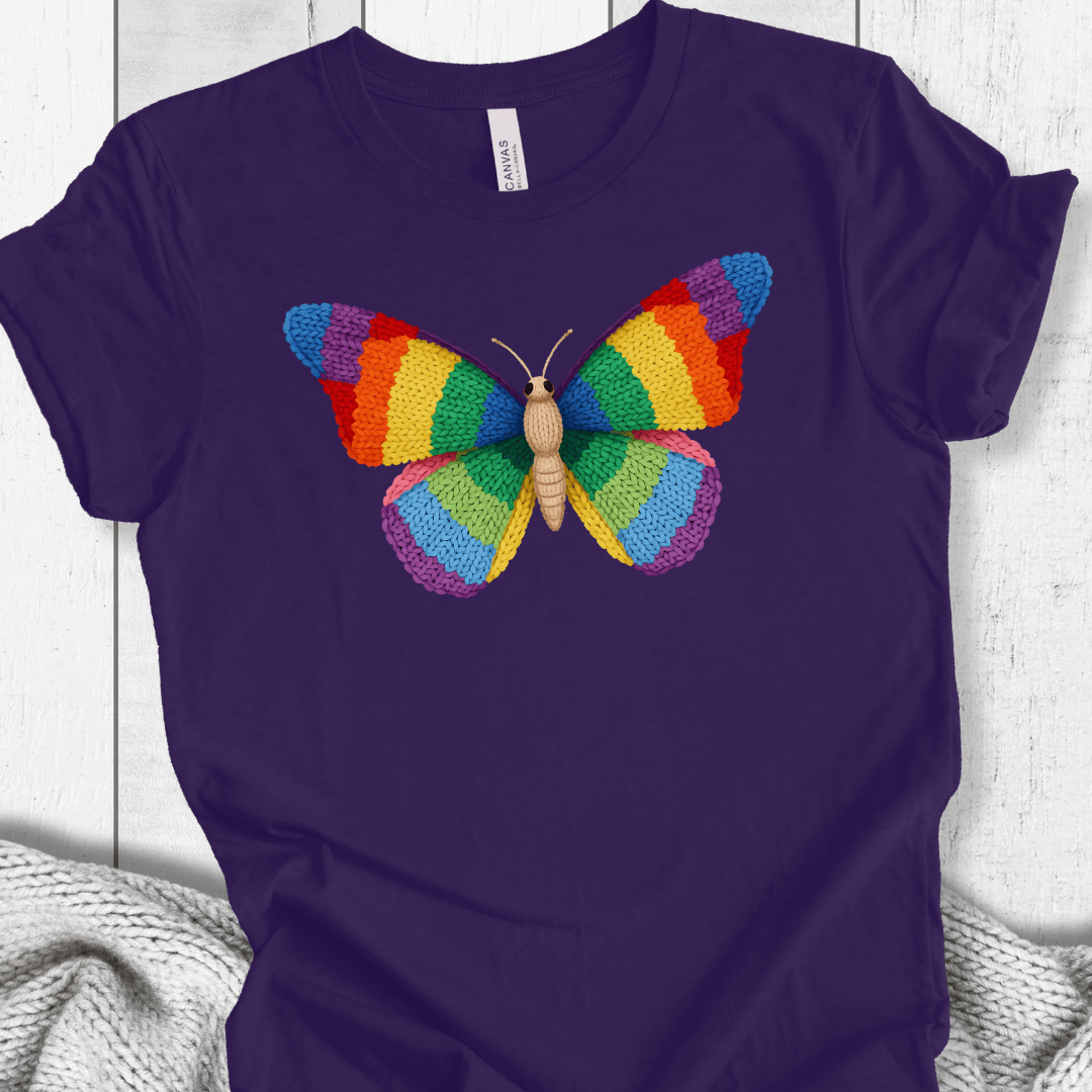Knitted Butterfly T-Shirt Purple / S