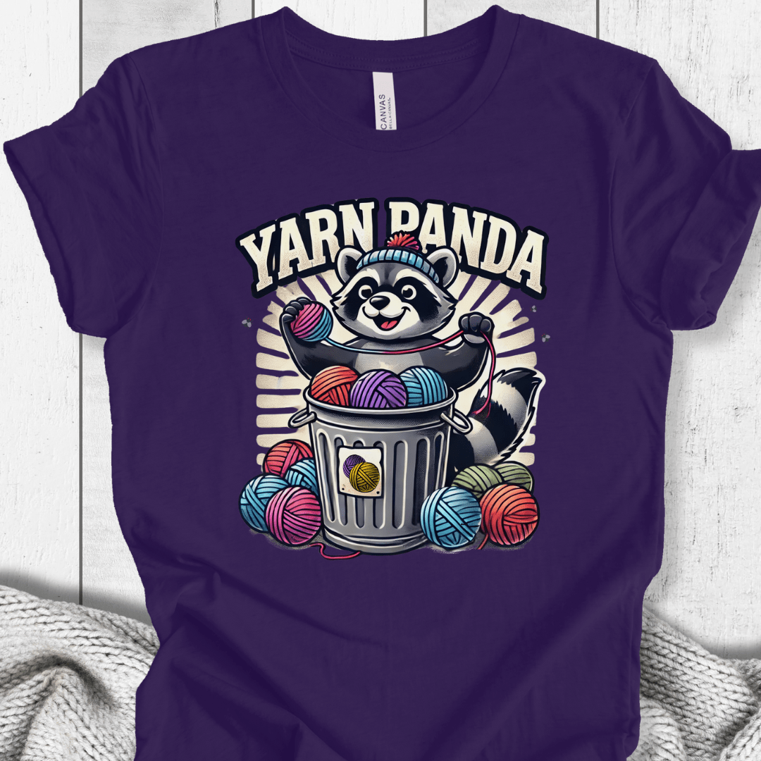 Cute Yarn Panda T-Shirt Purple / XS