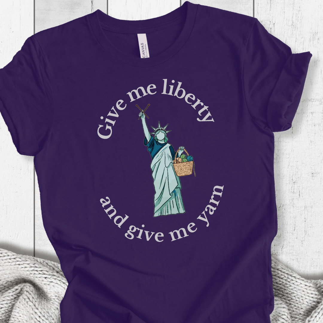 Statue of Liberty T-Shirt (With Text) Purple / XS