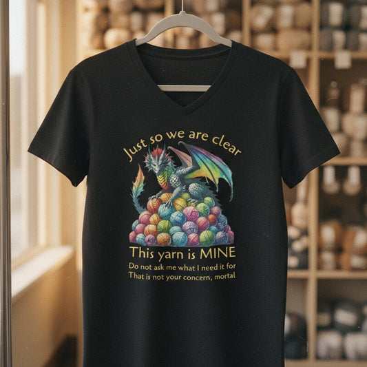 Dragon with slogan v-neck t-shirt Solid Black Blend / S