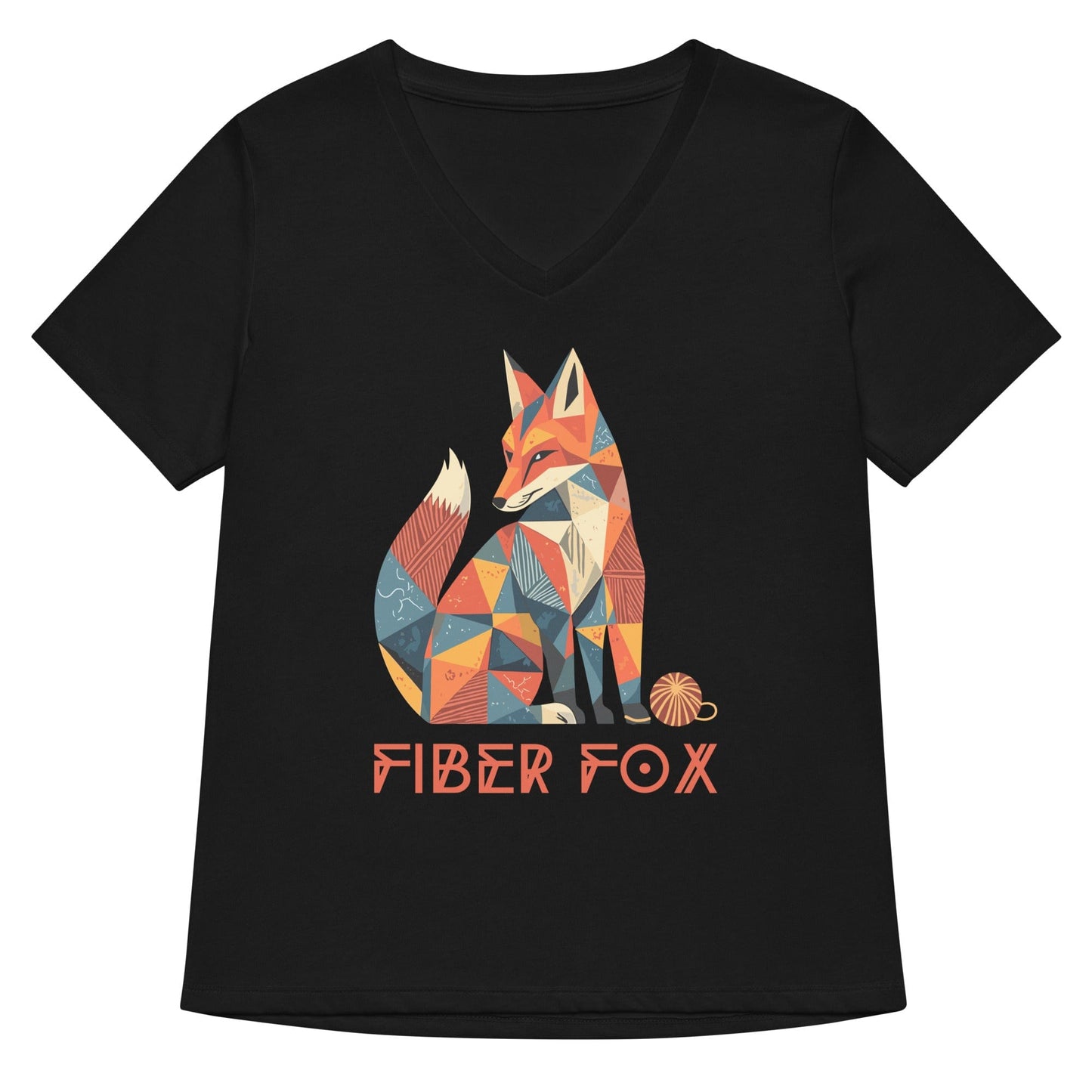 Fiber Fox V Neck T-Shirt Solid Black Blend / S