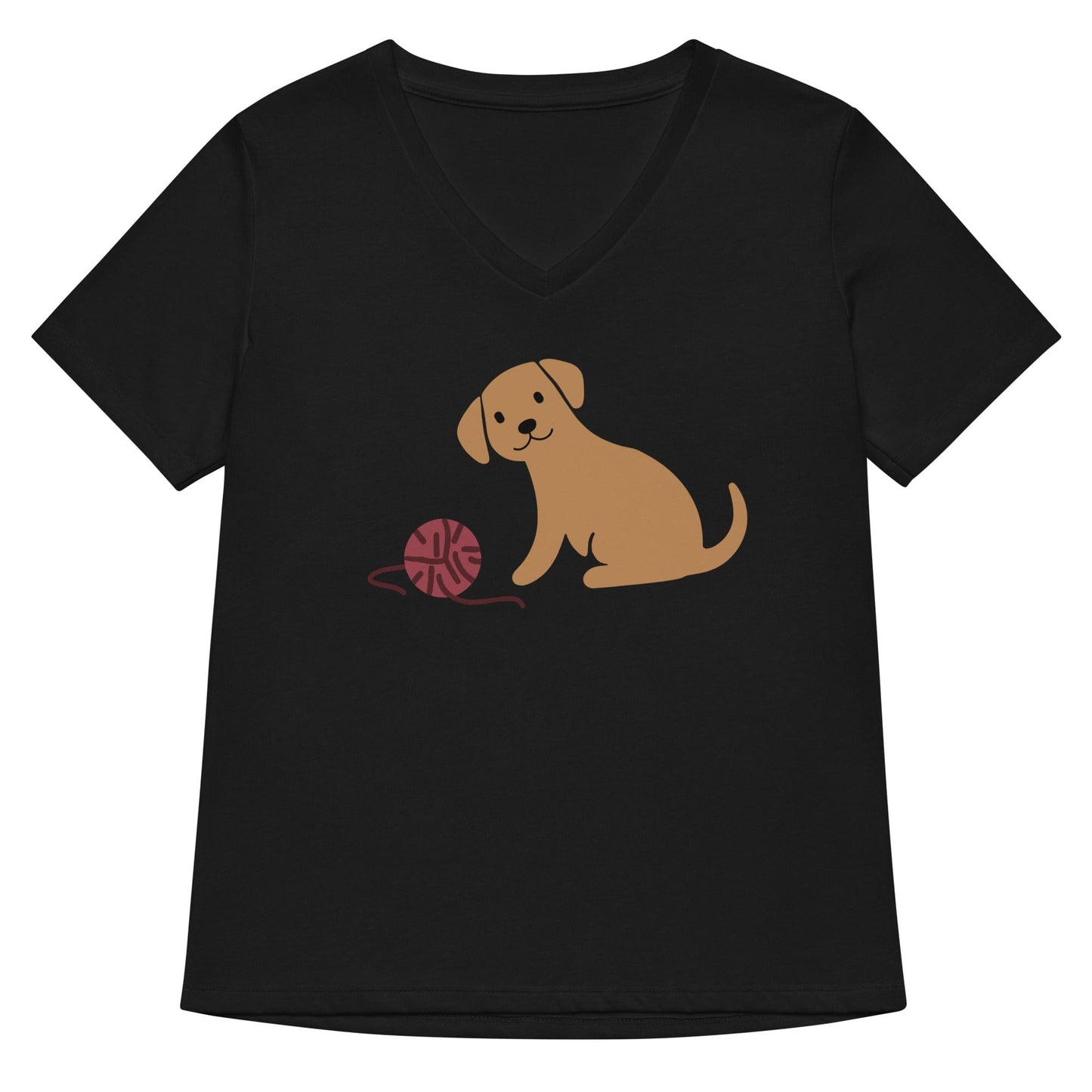 Puppy & Yarn V Neck T-Shirt Solid Black Blend / S