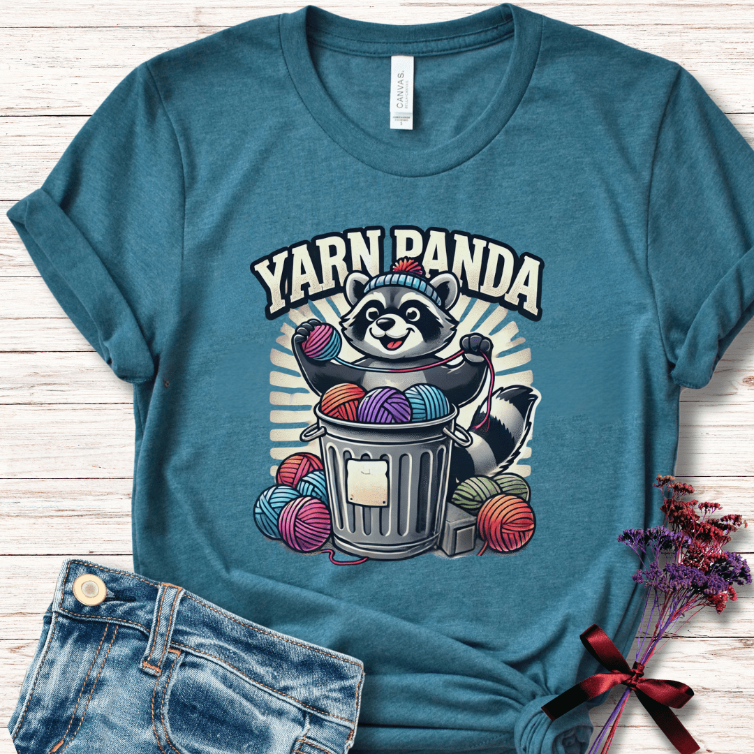 Cute Yarn Panda T-Shirt Teal / S