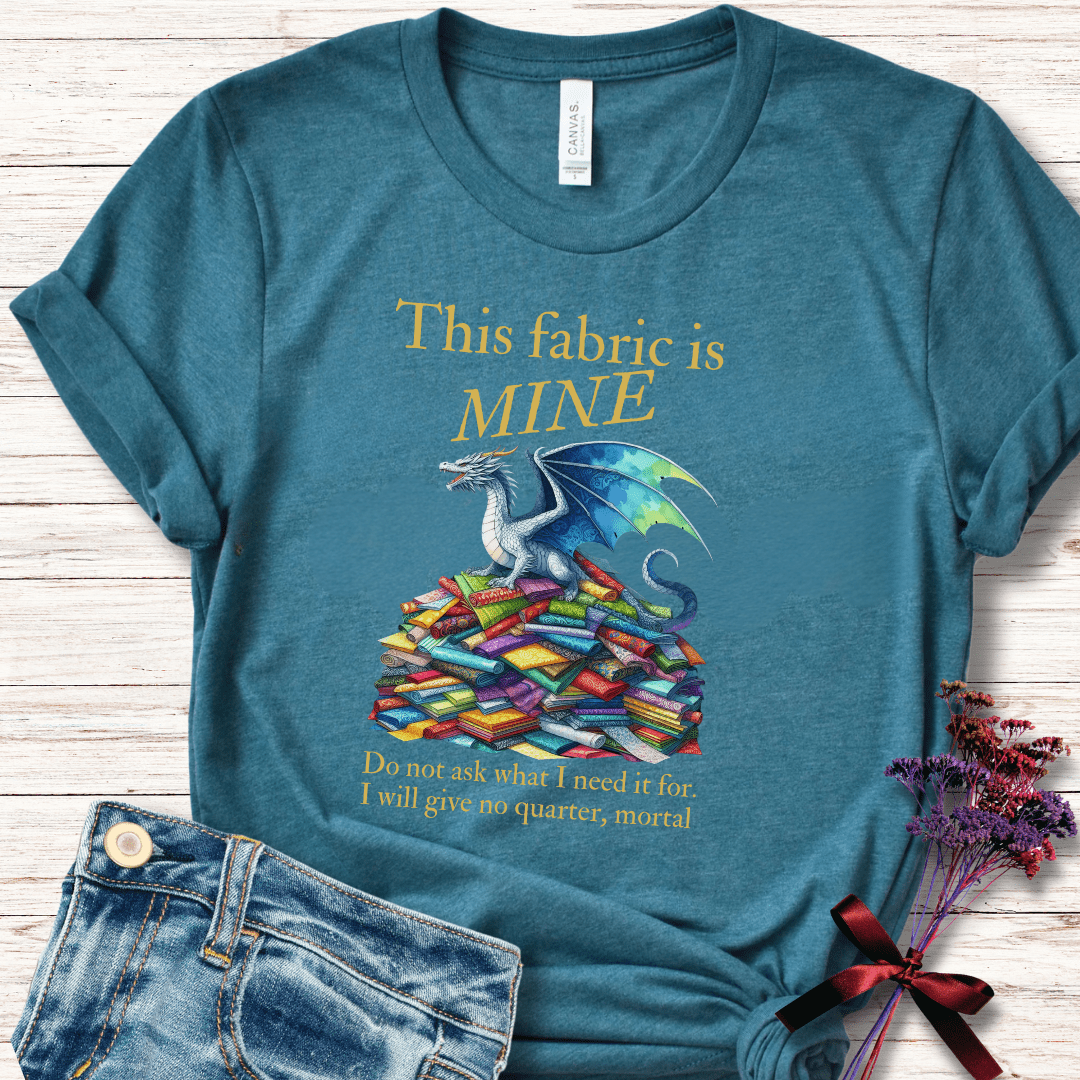 Fabric Dragon Hoarder Slogan T-Shirt Teal / S