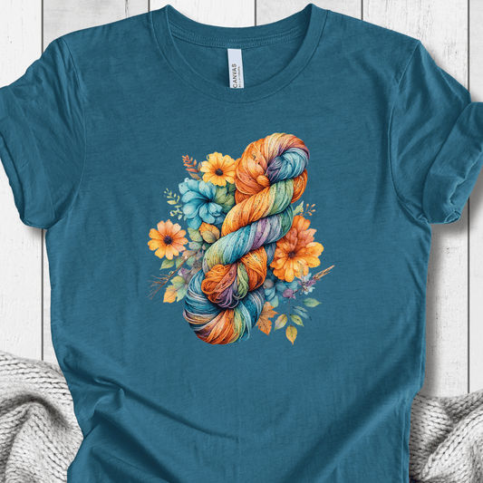 Floral Skein T-Shirt Teal / S