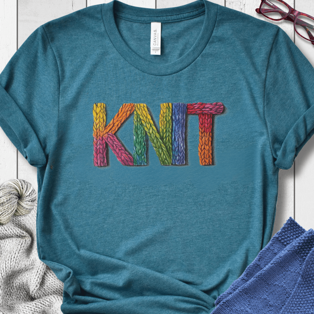 Rainbow Knit T-Shirt Teal / S