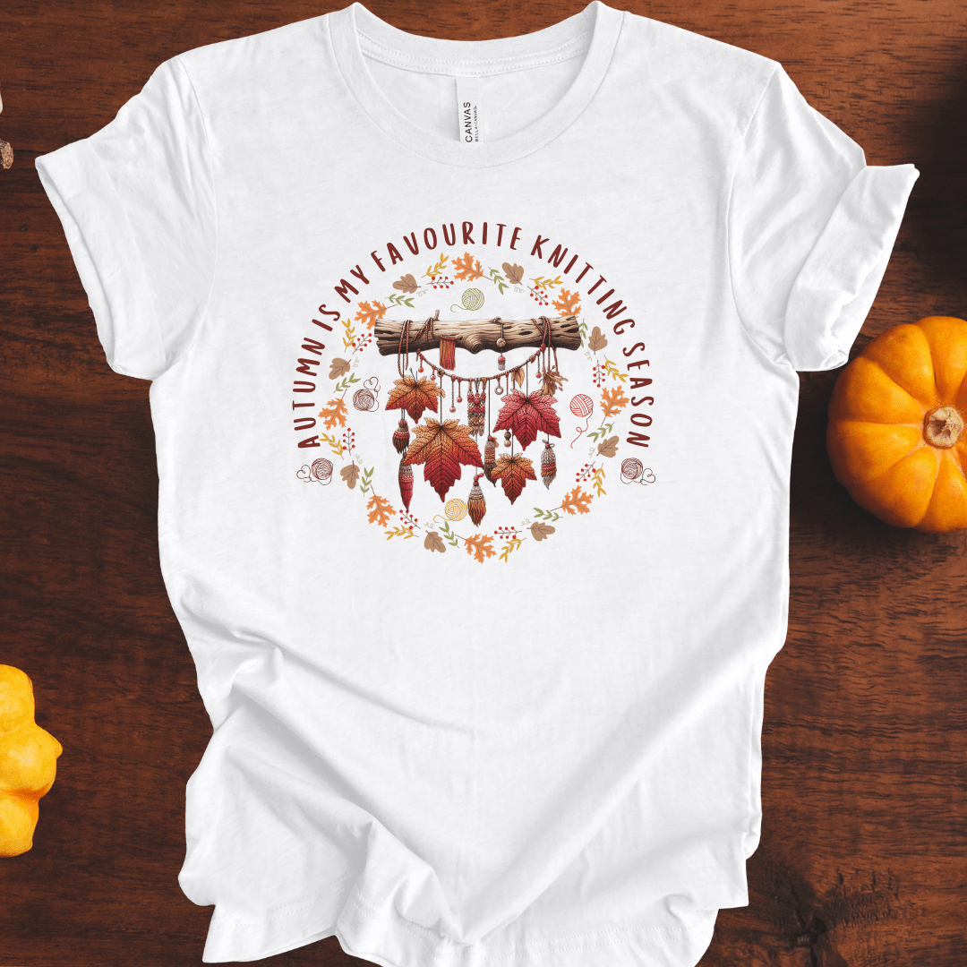 Autumn is my Knitting Season T-Shirt White / S