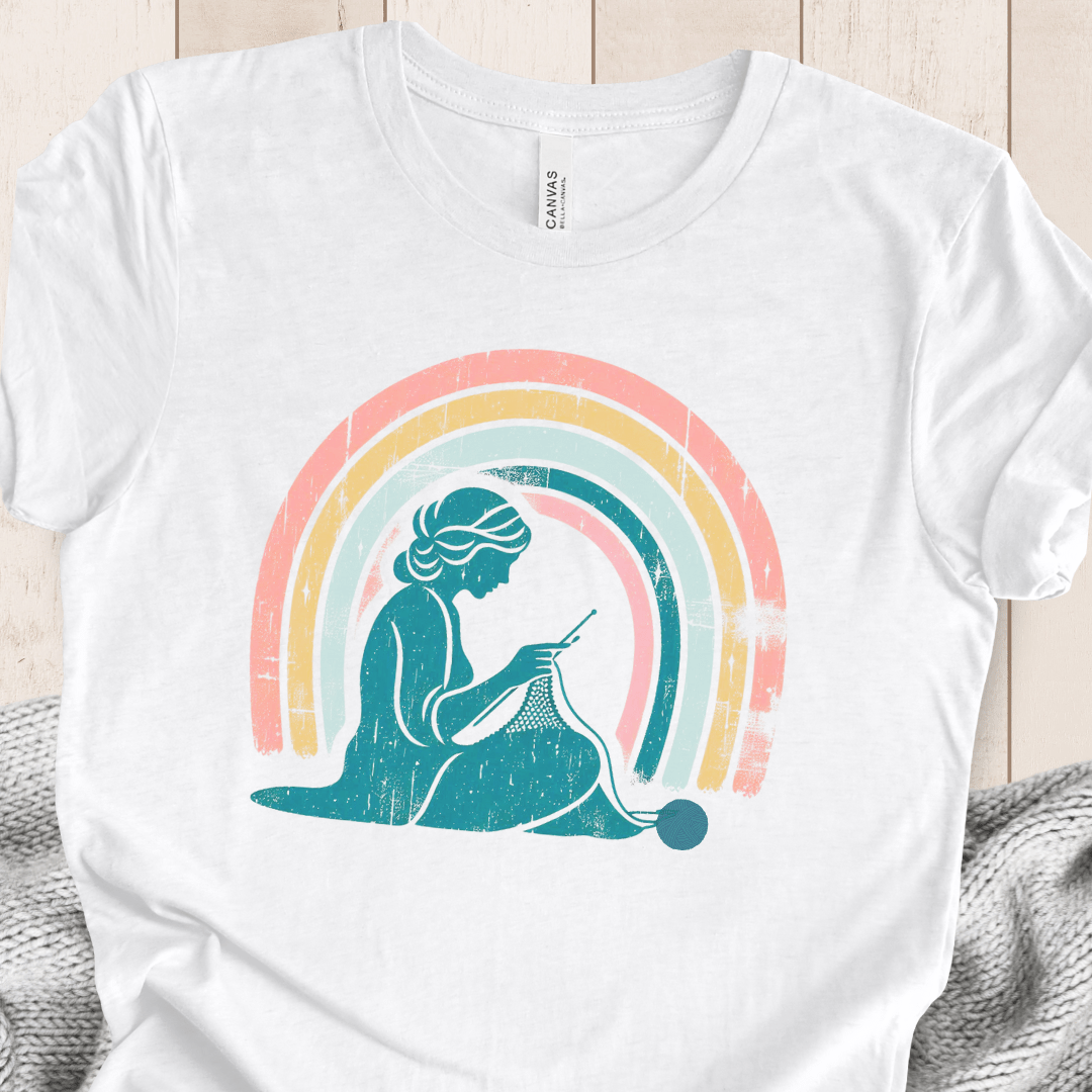 Retro Knitting T-Shirt White / S