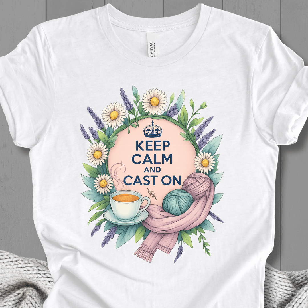 Keep Calm and Cast On T-Shirt White / XS
