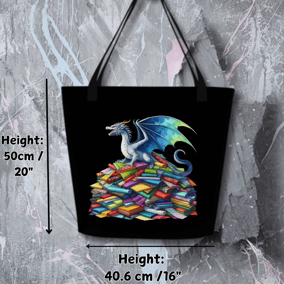 'Fabric Hoarder Dragon' Large Tote Bag