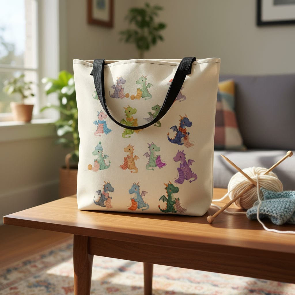 Knitting Dragons Full Print Tote