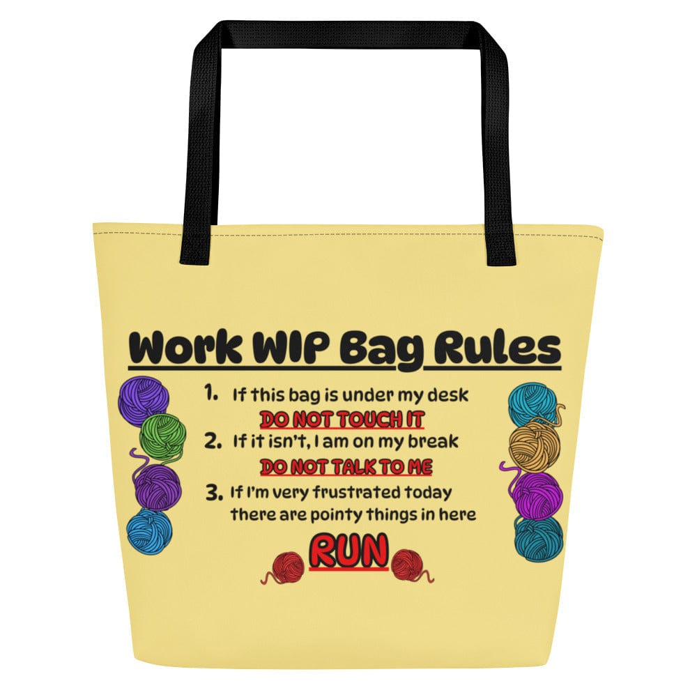 'Work WIP' Large Tote Bag Light Yellow