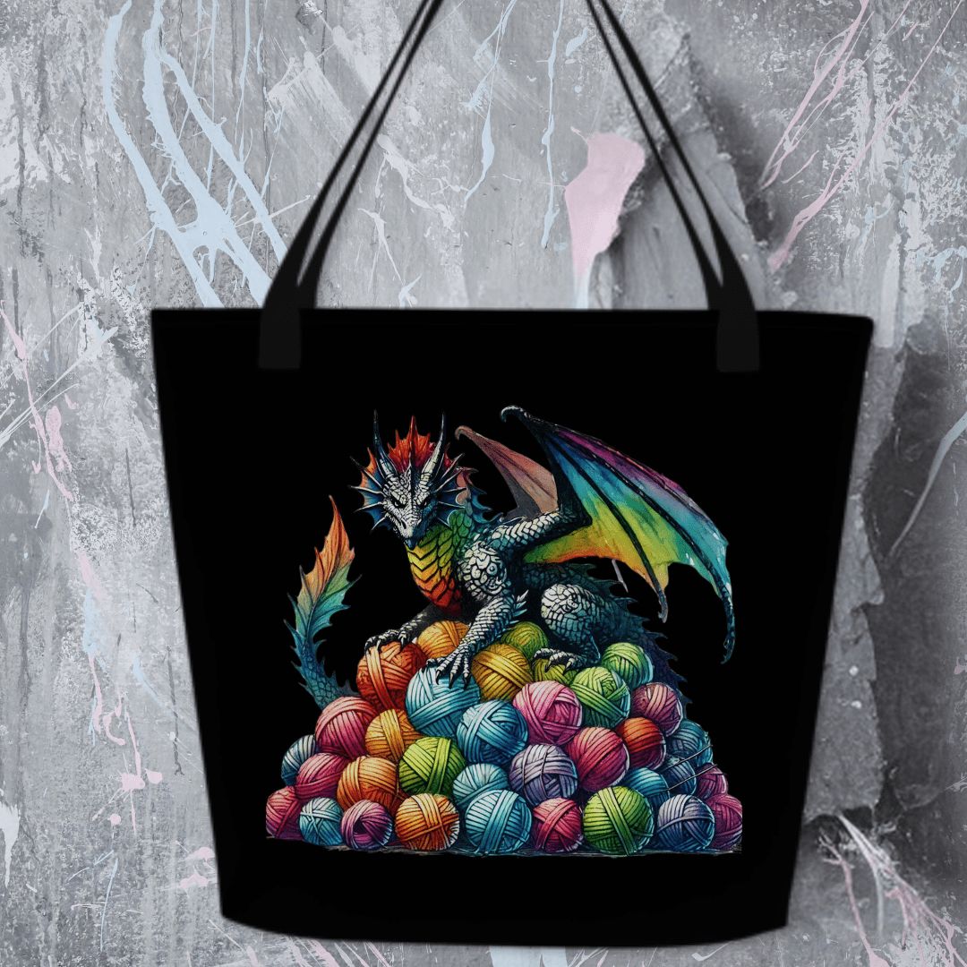 'Yarn Dragon' Large Tote Bag