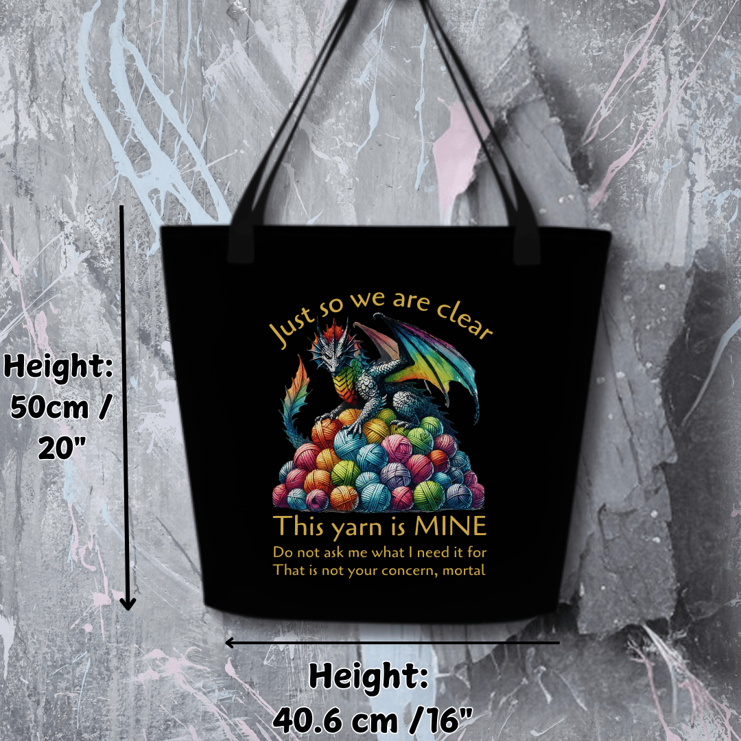 'Yarn Dragon' with slogan Large Tote Bag
