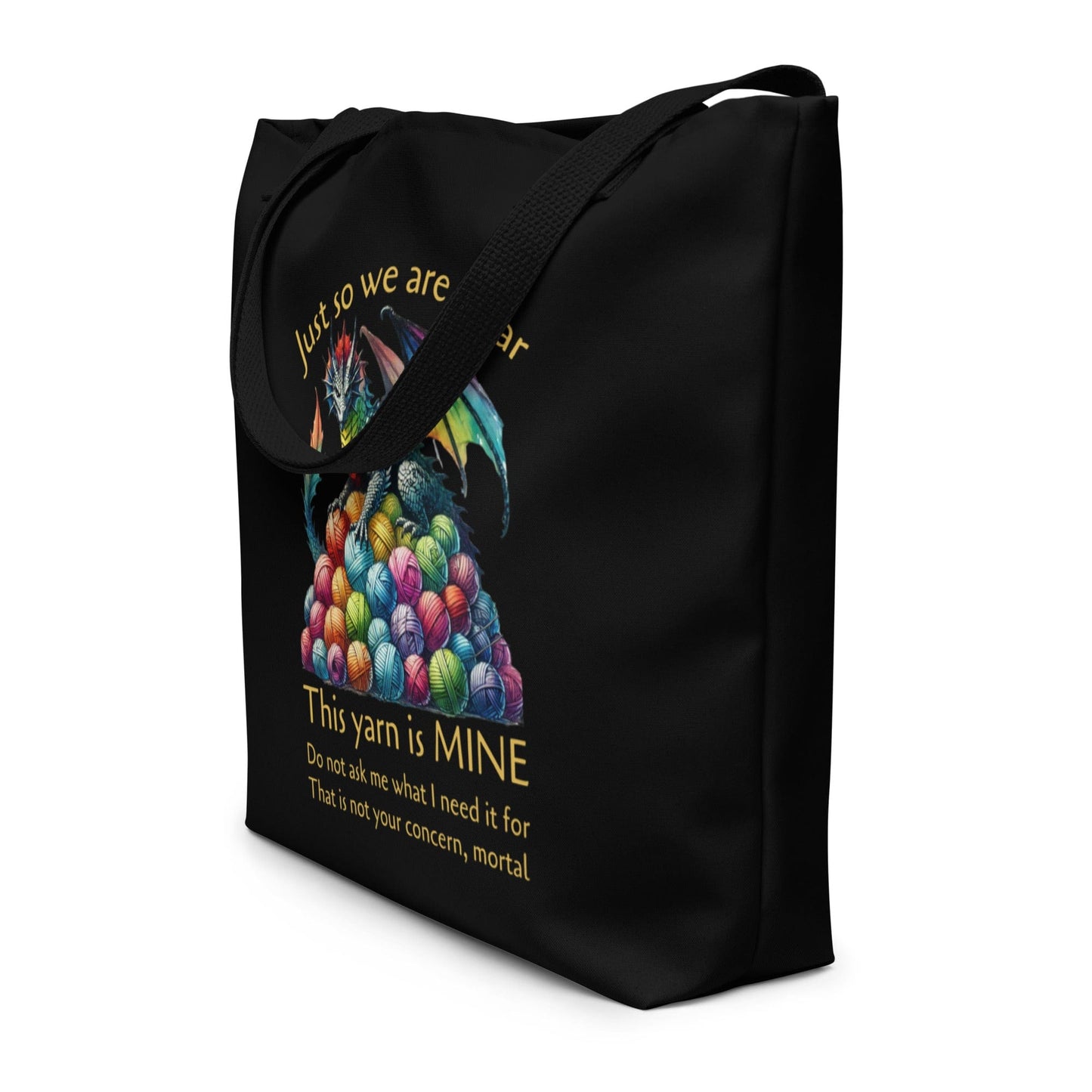 'Yarn Dragon' with slogan Large Tote Bag