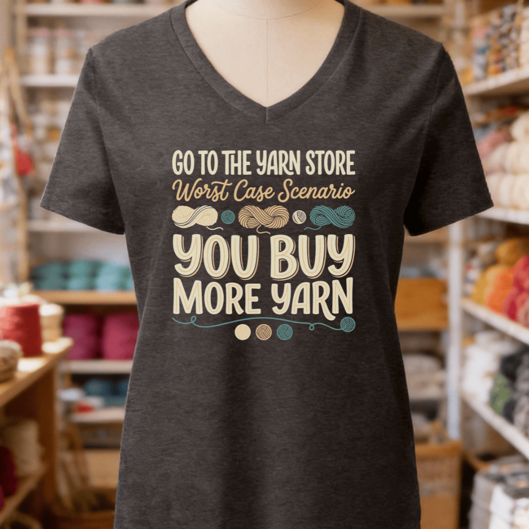 Buy More Yarn V-Neck T-Shirt Dark Grey Heather / S