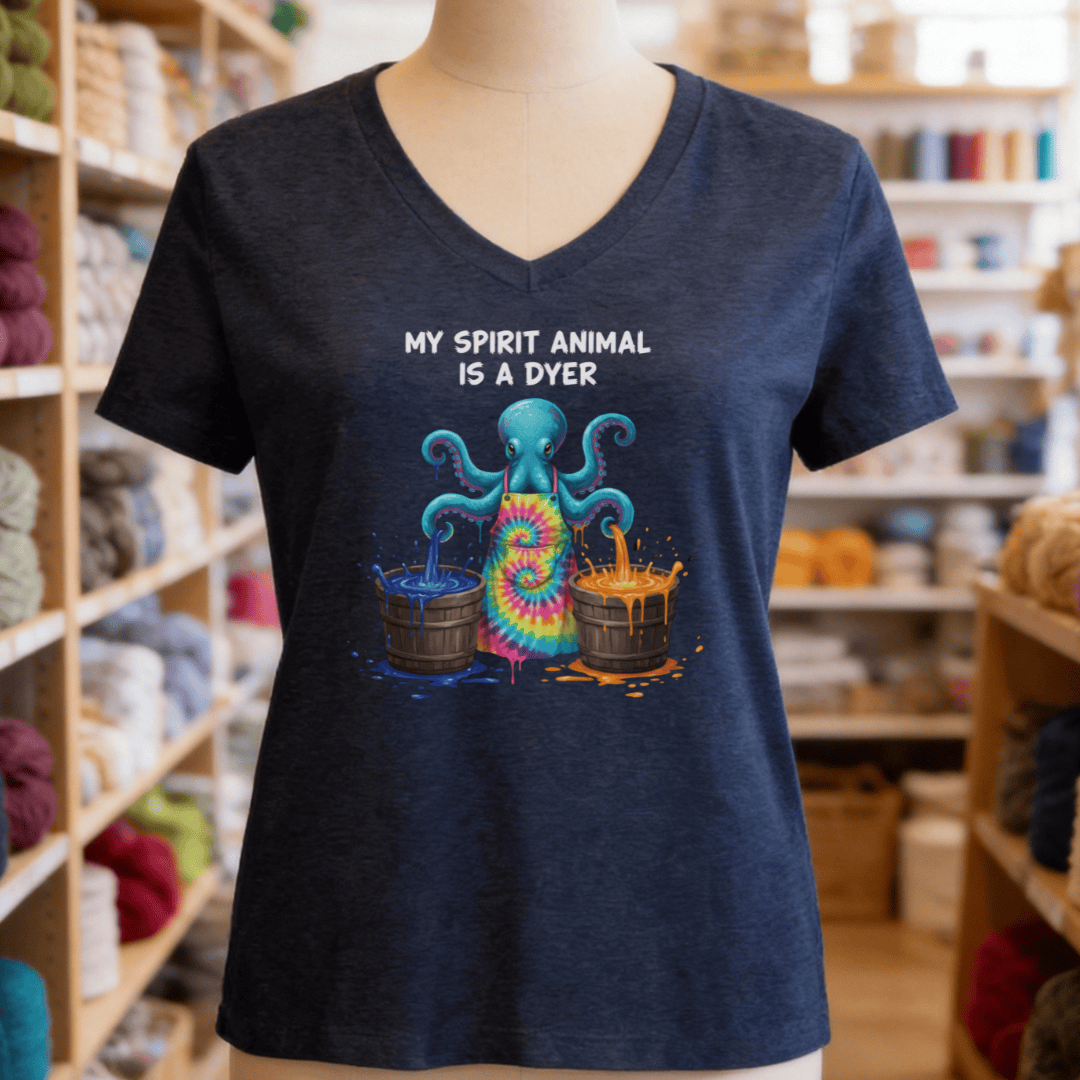 Spirit Animal Dyer V-Neck T-Shirt Heather Navy / S