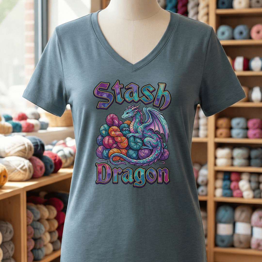 Stash Dragon V-Neck T-Shirt Slate / S