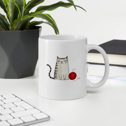 Drawn Cat Mug 11 oz