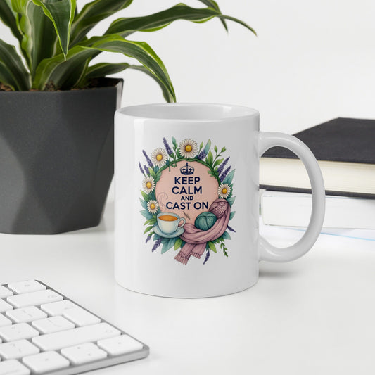 Keep Calm and Cast On Mug 11 oz