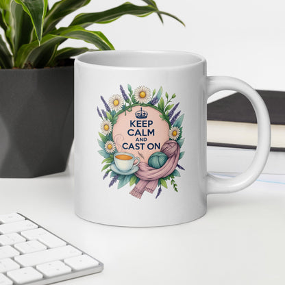 Keep Calm and Cast On Mug 20 oz