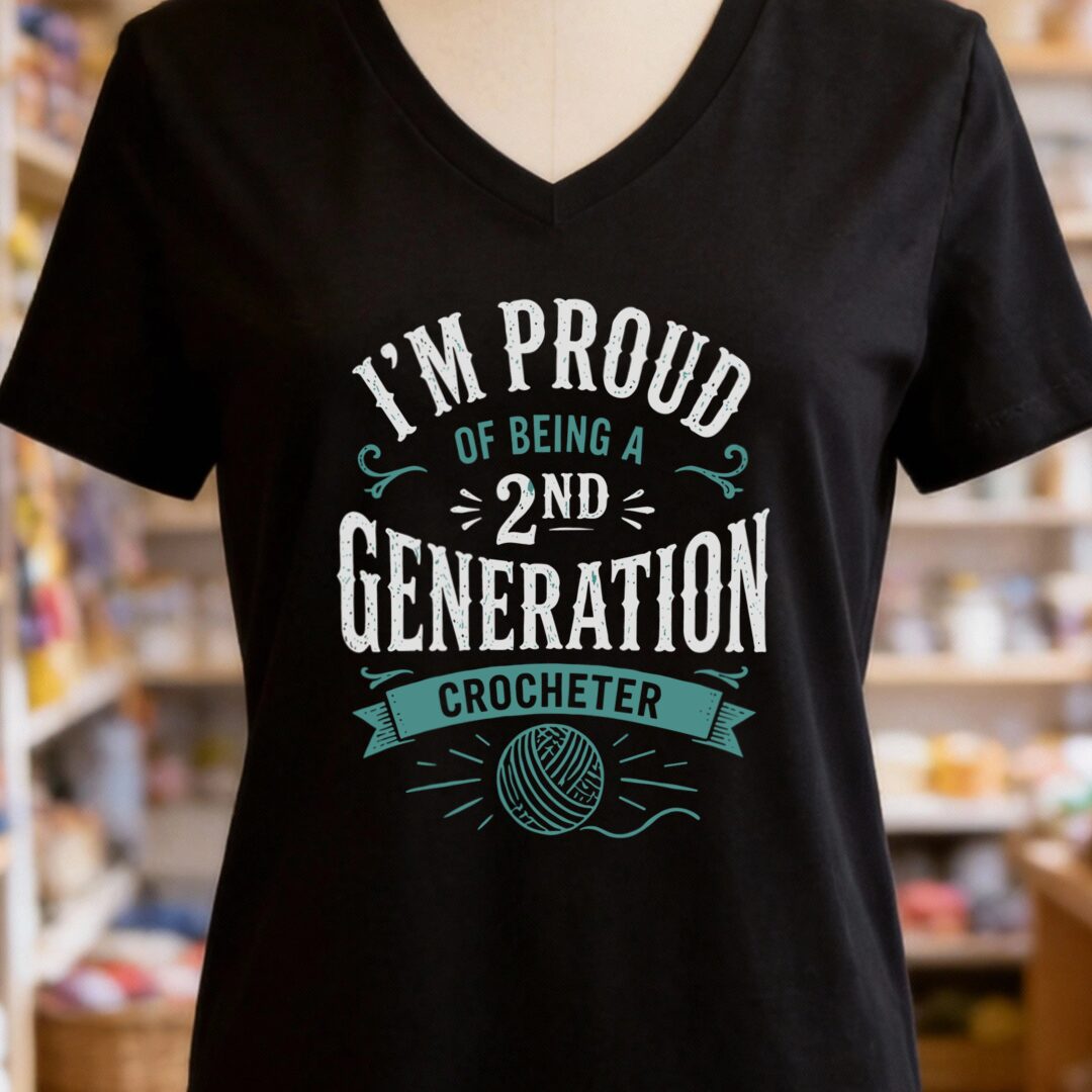 2nd Gen Crocheter V-Neck T-Shirt Black t-shirt