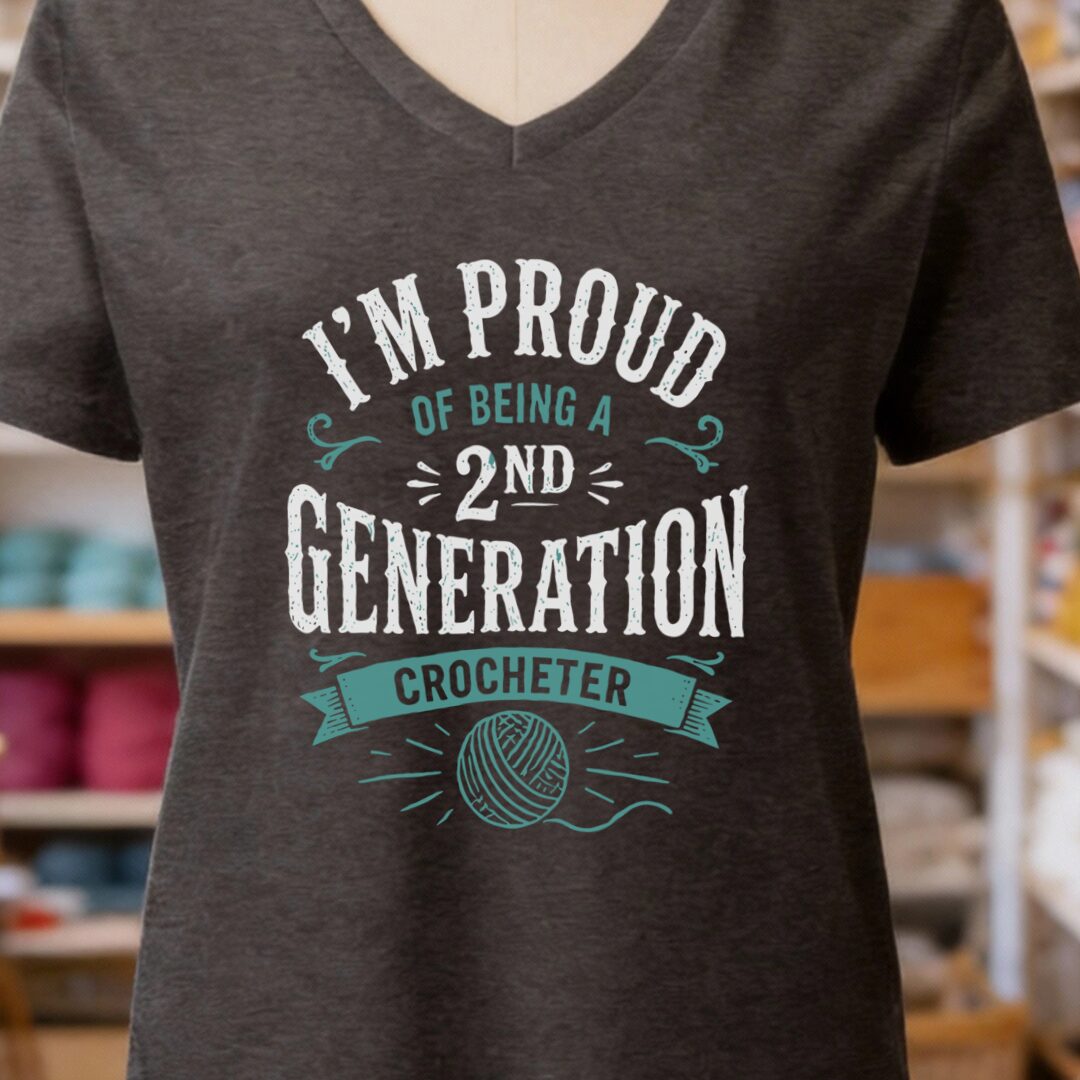 2nd Gen Crocheter V-Neck T-Shirt Dark Grey t-shirt