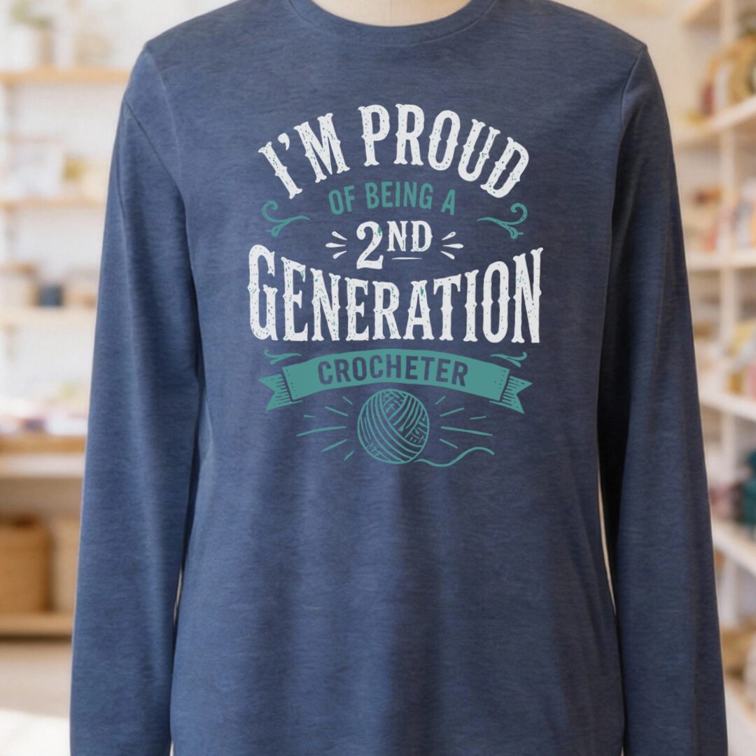 2nd Gen Crocheter Long Sleeve Tee Navy t-shirt