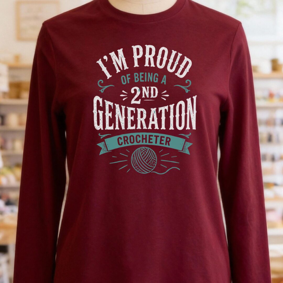 2nd Gen Crocheter Long Sleeve Tee Maroon t-shirt