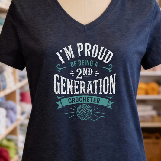 2nd Gen Crocheter V-Neck T-Shirt Navy t-shirt