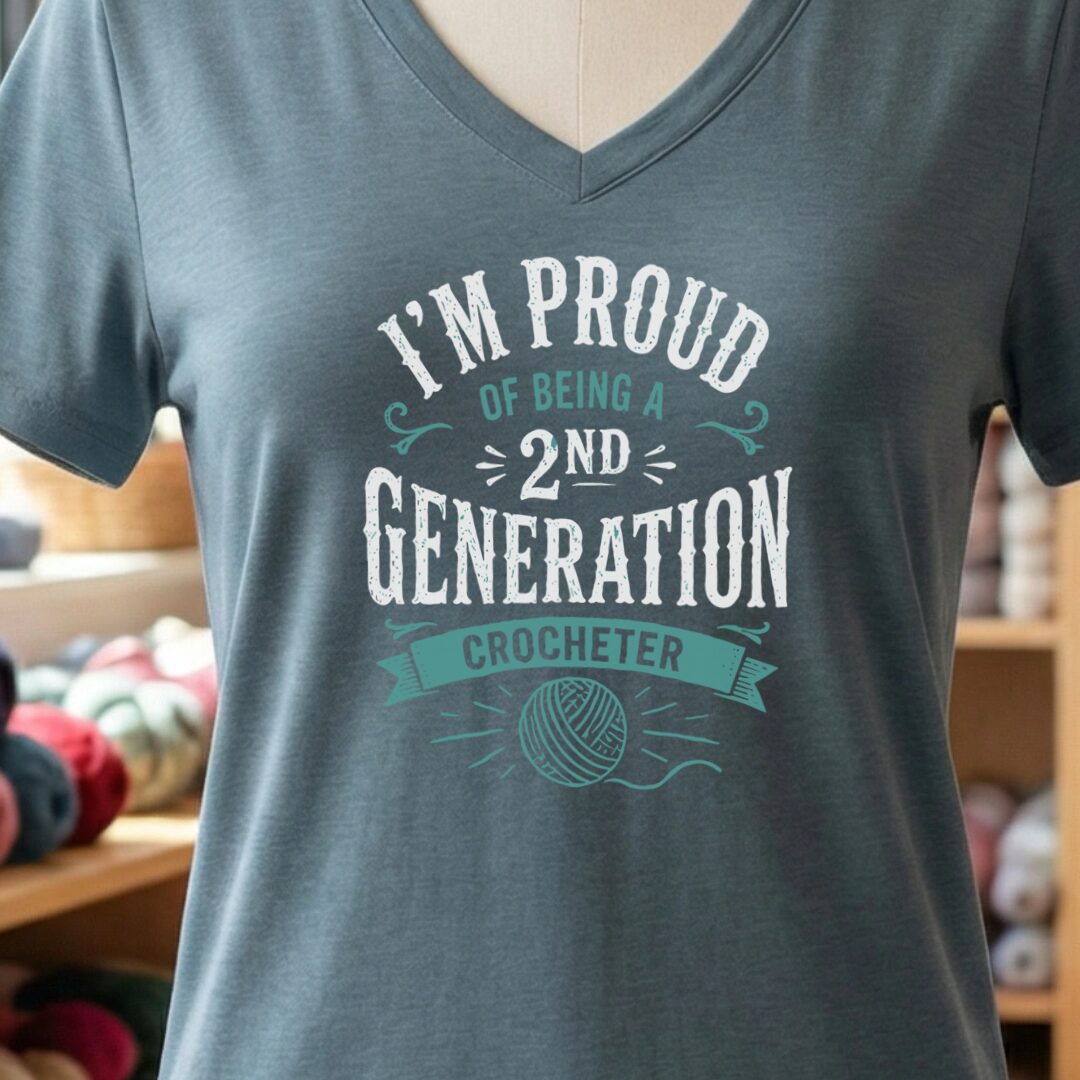 2nd Gen Crocheter V-Neck T-Shirt Slate t-shirt