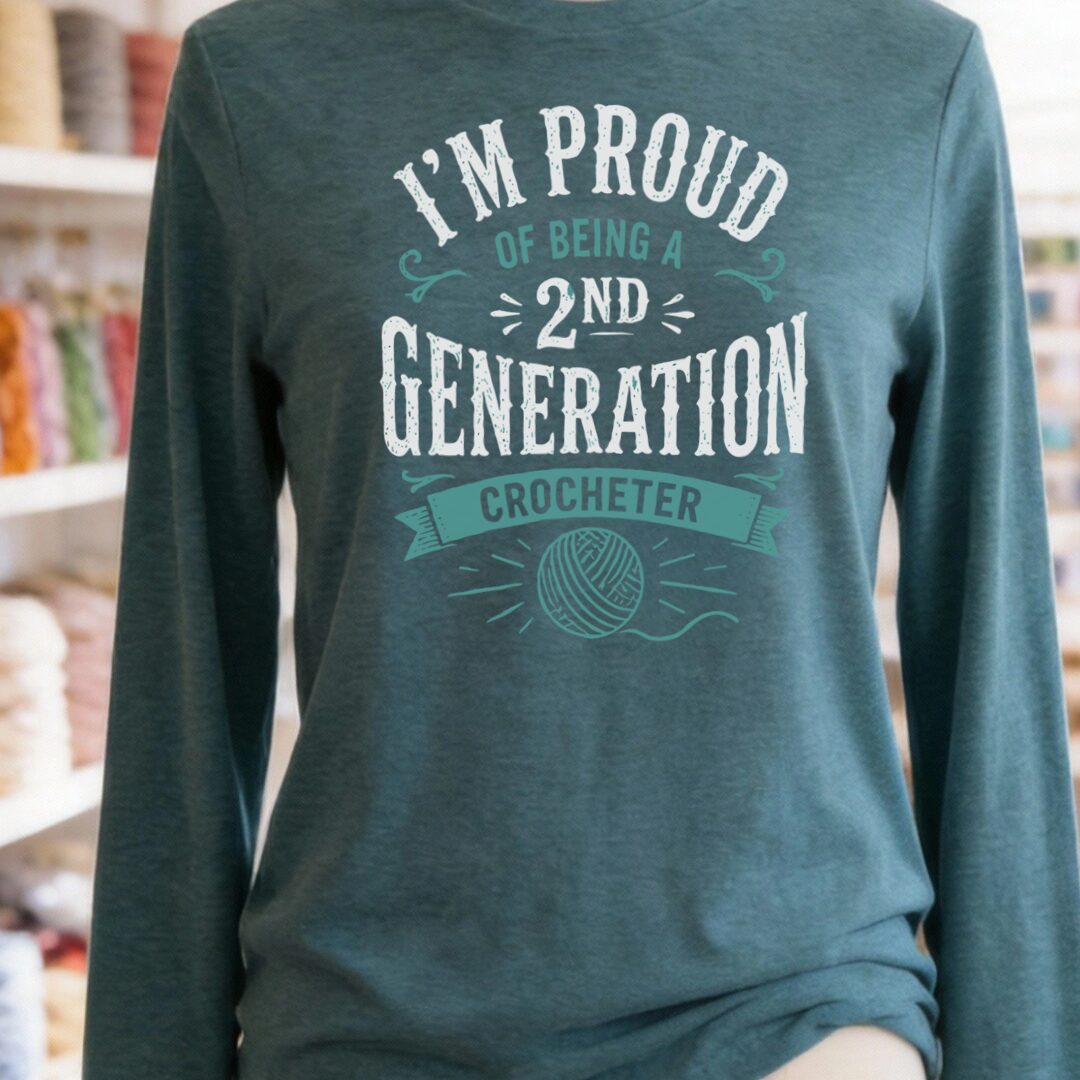 2nd Gen Crocheter Long Sleeve Tee Teal Blue t-shirt