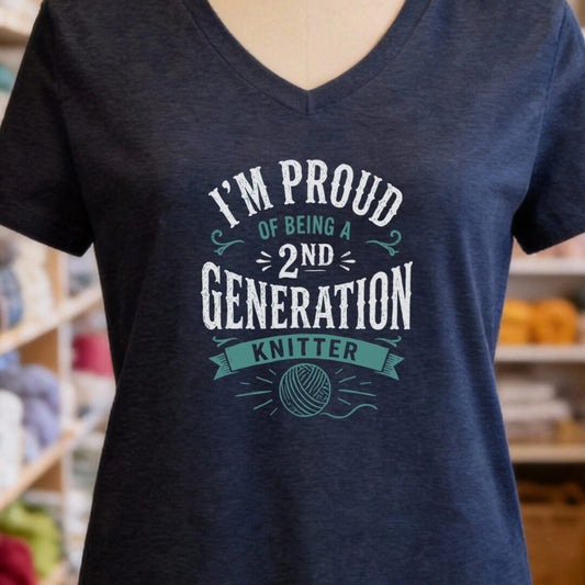 2nd Gen Knitter V-Neck T-Shirt Navy t-shirt
