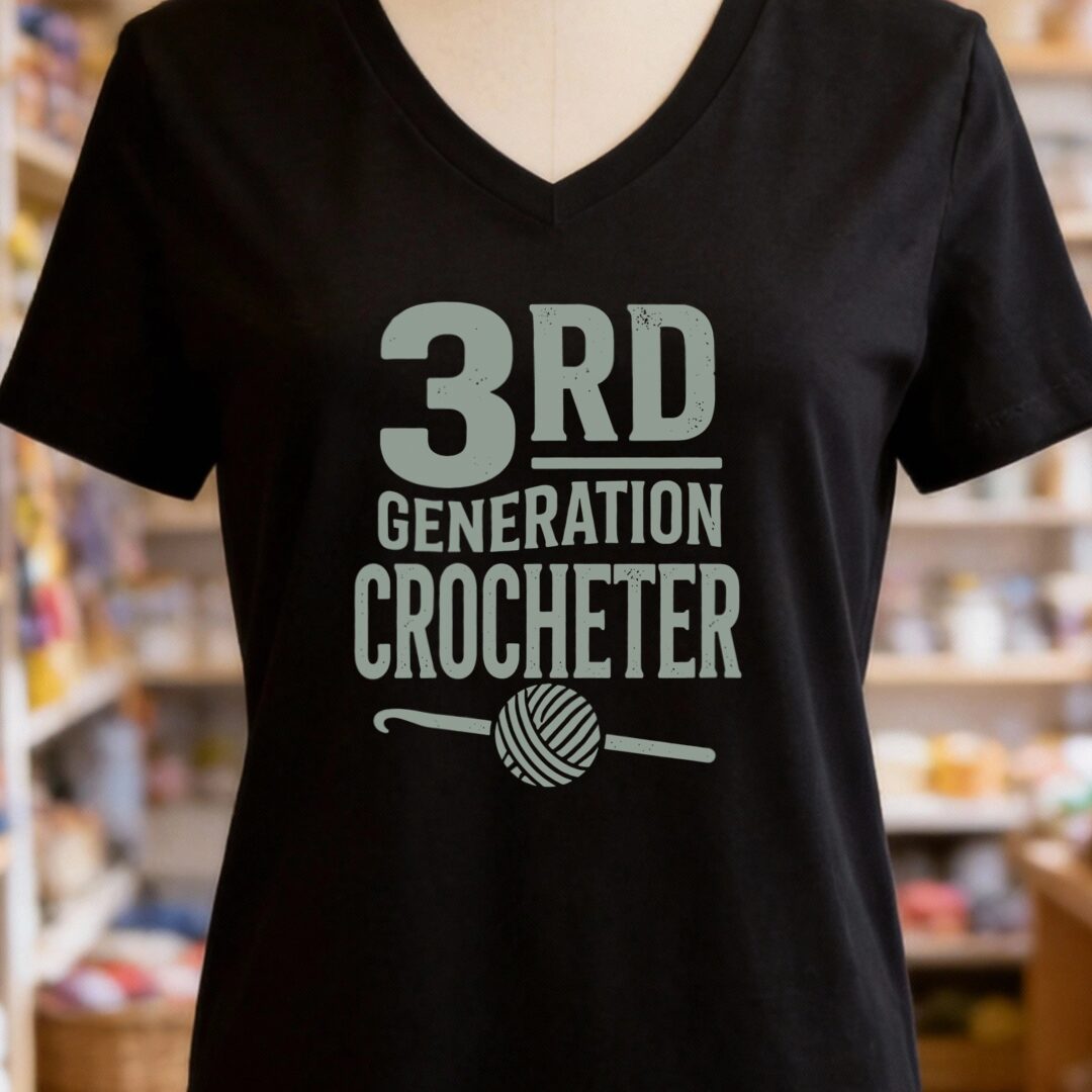 3rd Gen Crocheter V-Neck T-Shirt Black t-shirt