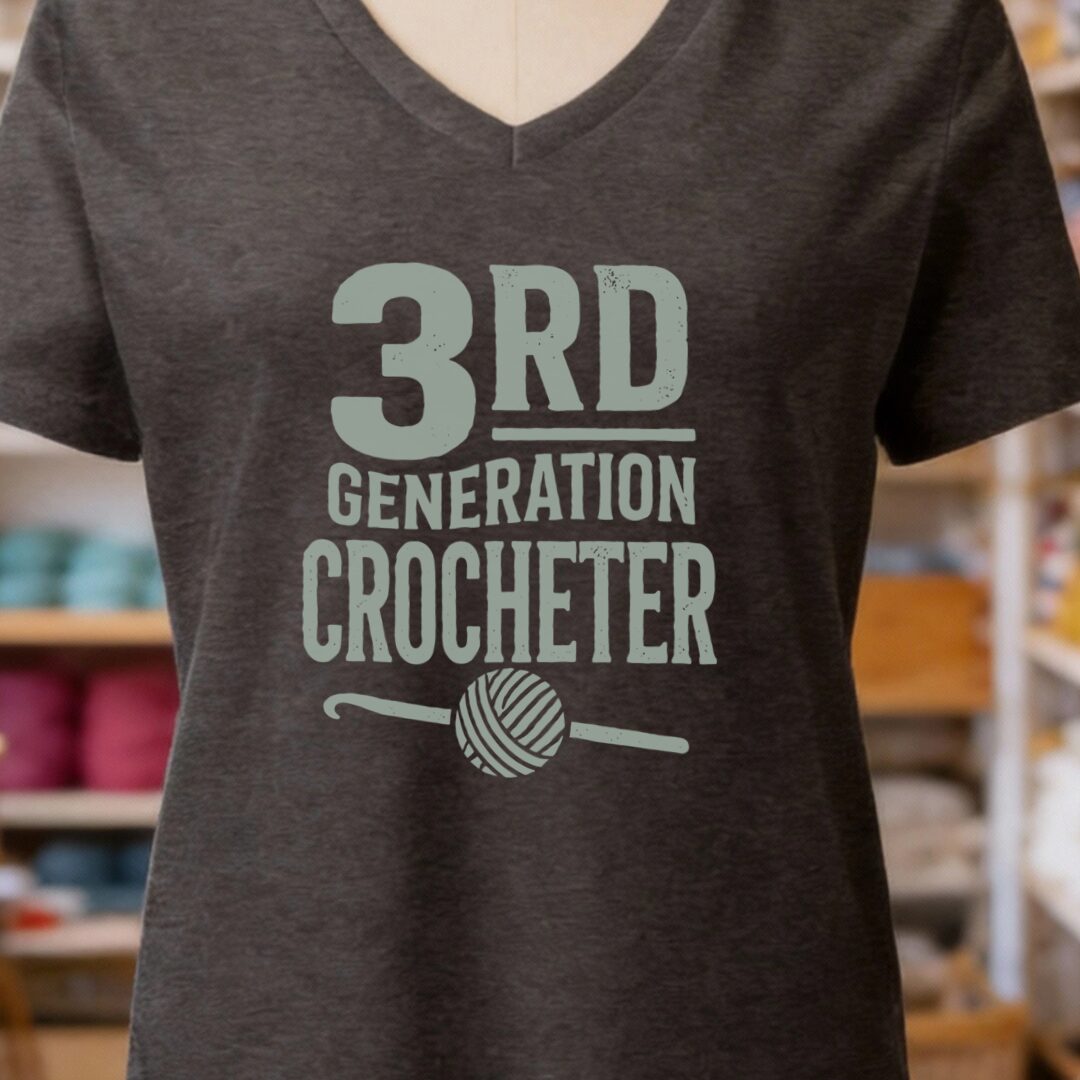 3rd Gen Crocheter V-Neck T-Shirt Dark Grey t-shirt