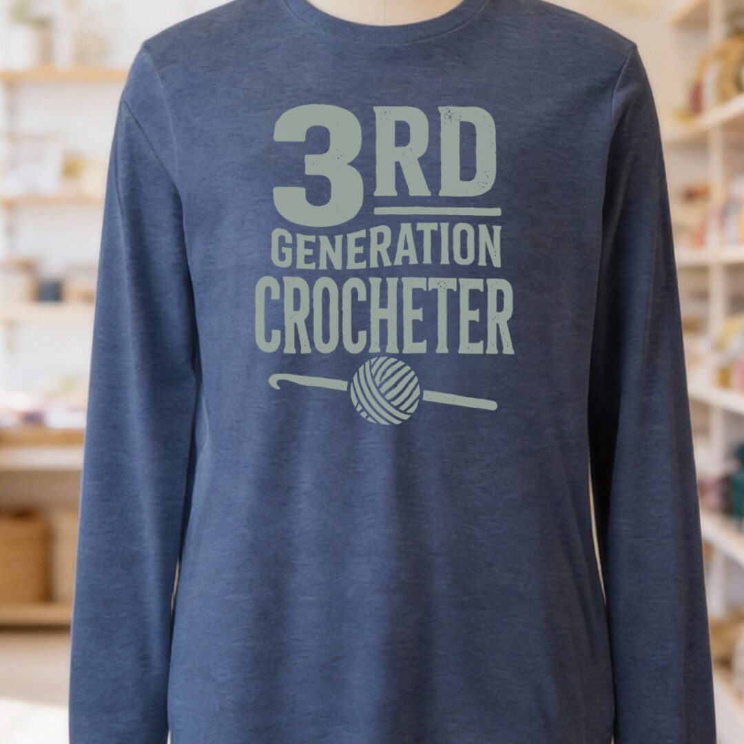 3rd Gen Crocheter Heather Navy Long Sleeve Tee.jpg