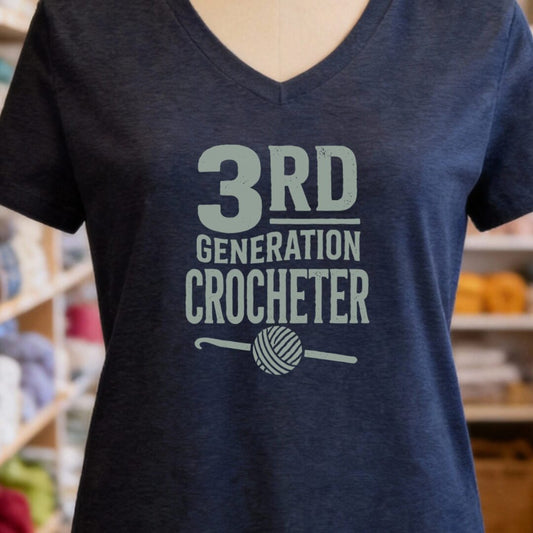 3rd Gen Crocheter V-Neck T-Shirt Navy t-shirt