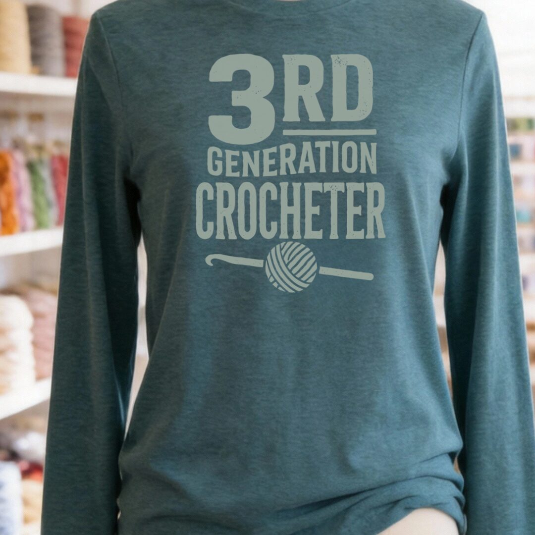3rd Gen Crocheter Long Sleeve Tee Teal Blue t-shirt