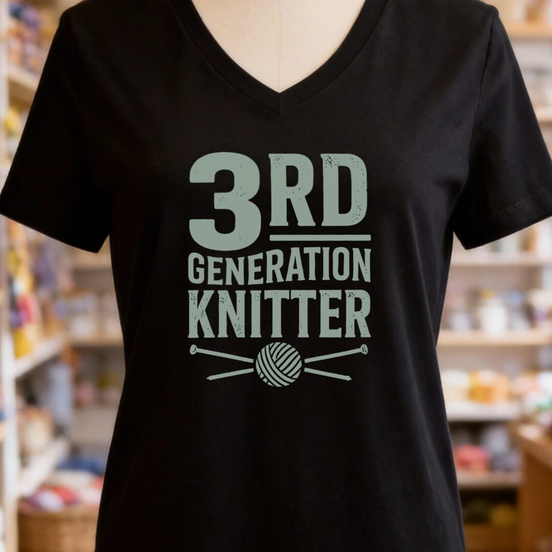 3rd Gen Knitter V-Neck T-Shirt Black t-shirt