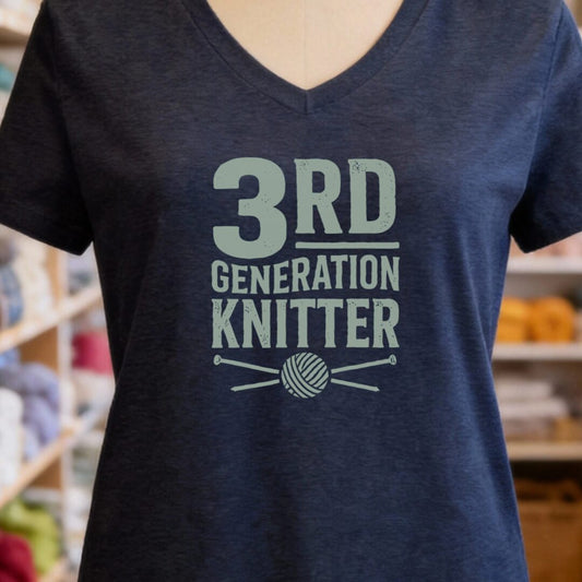 3rd Gen Knitter V-Neck T-Shirt Navy t-shirt