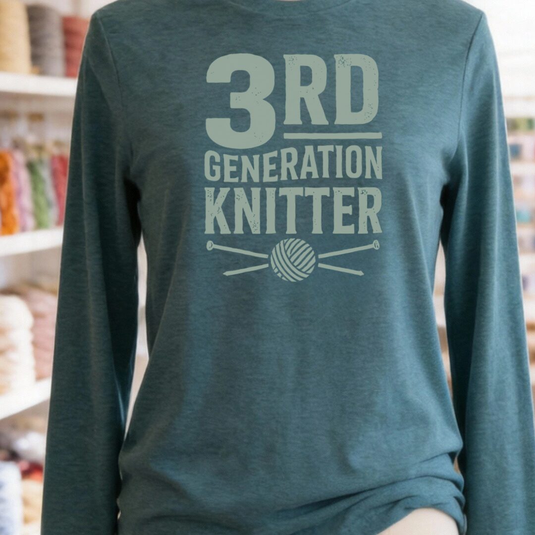 3rd Gen Knitter Teal Blue Long Sleeve Tee.jpg