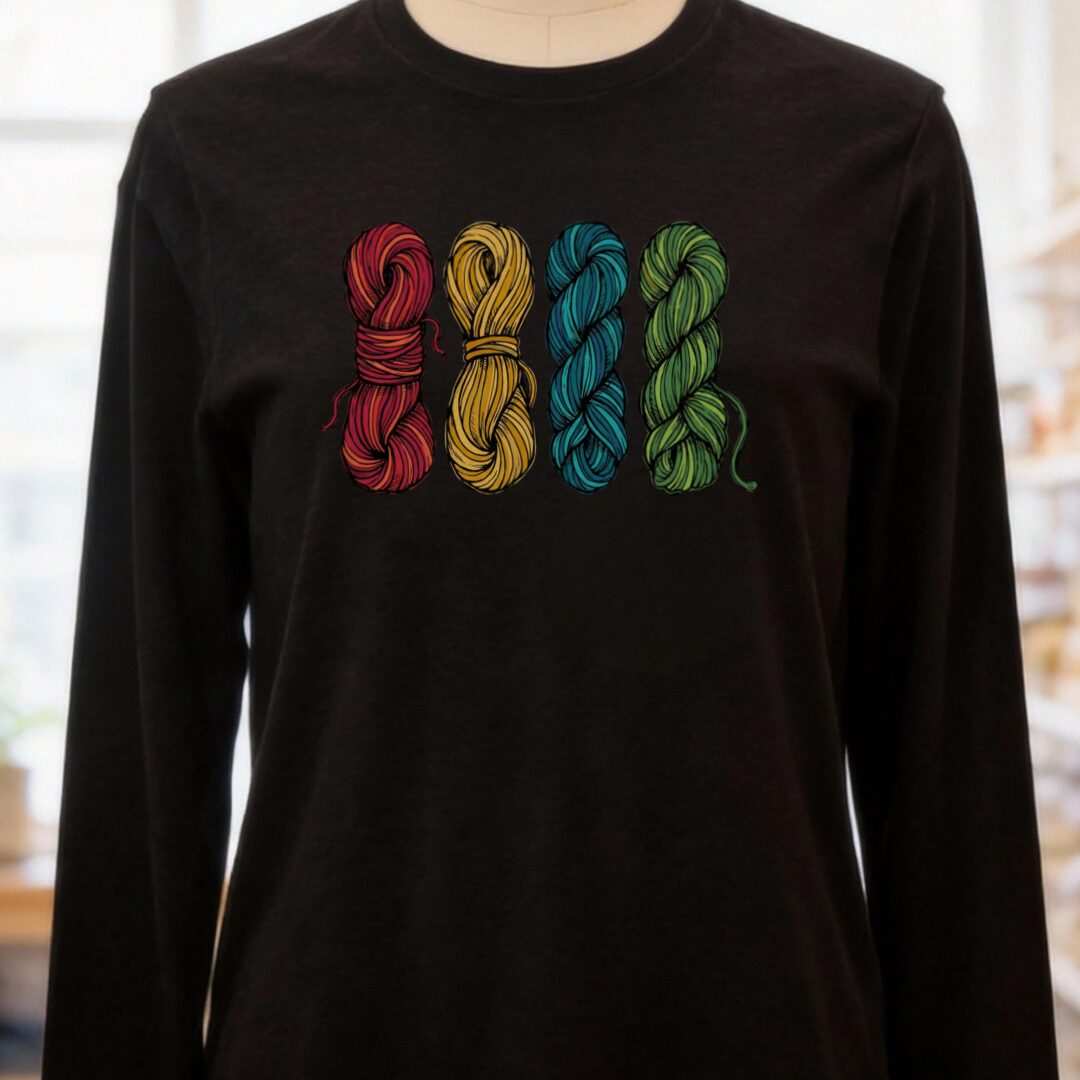 4 Sketched Skeins Sleeve Tee Black t-shirt