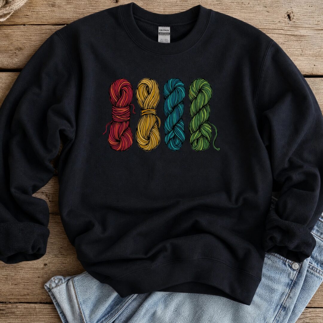 4 Sketched Skeins Sweatshirt Black t-shirt