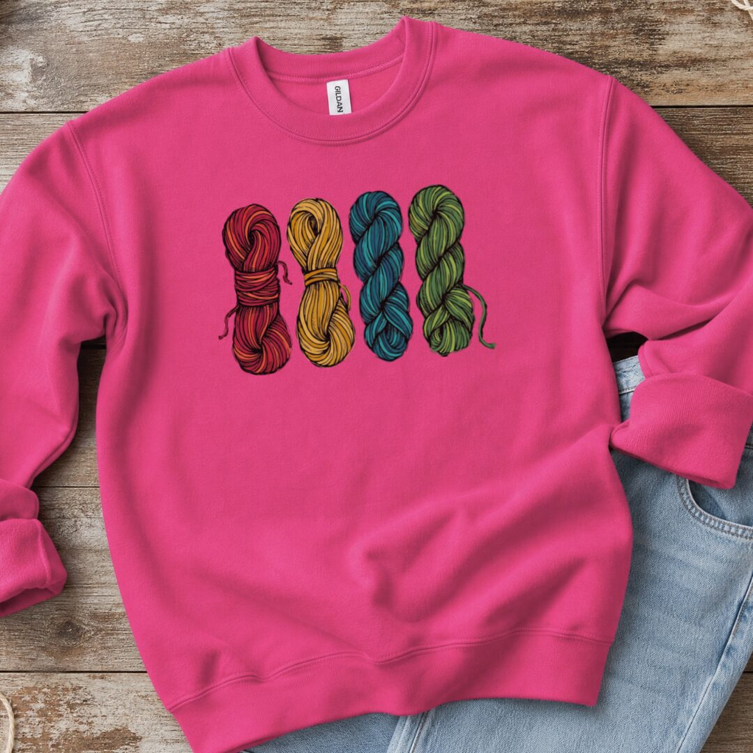 4 Sketched Skeins Sweatshirt Bright Pink t-shirt